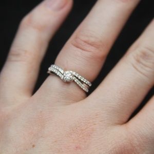 14K White Gold Diamond Engagement Ring Set